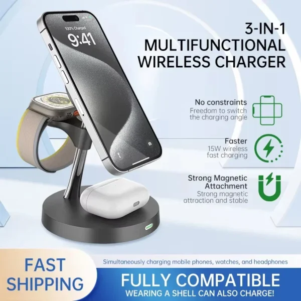 kf-S0804250b81194c4a983e3406bd00017fg Magnetic Phone Ring Holder Fast Charger Travel Dock for IPhone