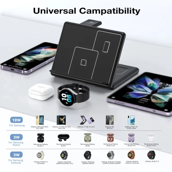 kf-Sffe5ec46923d437bab78a436ac2db64cW Handheld Accessories 3 in 1 Foldable Wireless Charger for Samsung S24/S23
